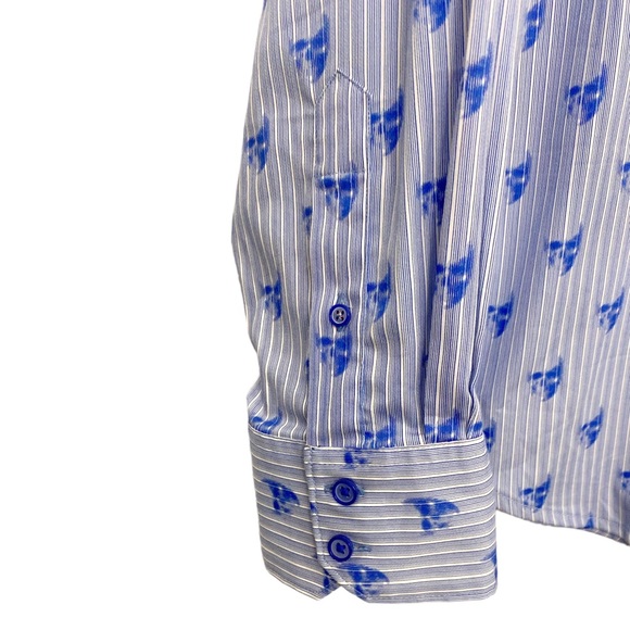 NWT Robert Graham Hockney Skull-Print Button-Down Shirt in Blue  Size XL - Picture 9 of 16